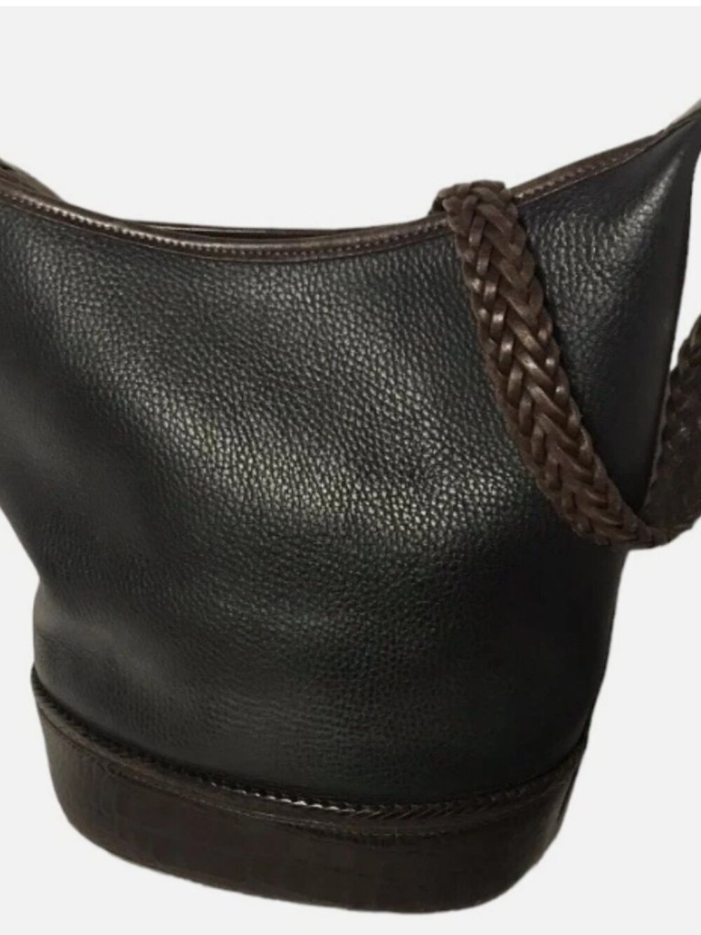 BRIGHTON PEBBLE LEATHER BUCKET BAG SHOULDER BAG PURSE BLACK 1996